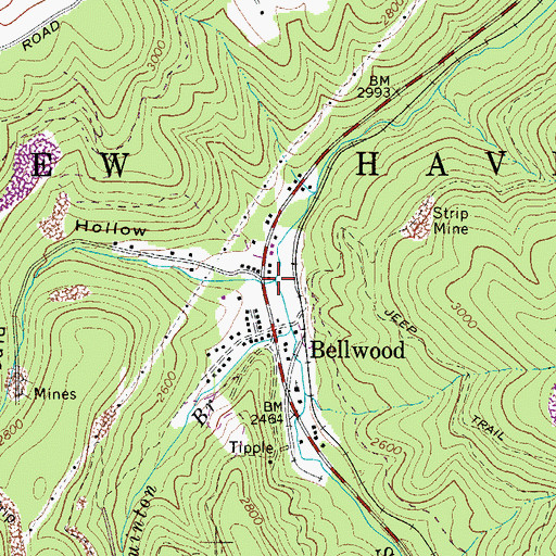 Topographic Map of Old Schoolhouse Branch, WV