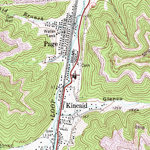 Topographic Map of Page Elementary School (historical), WV