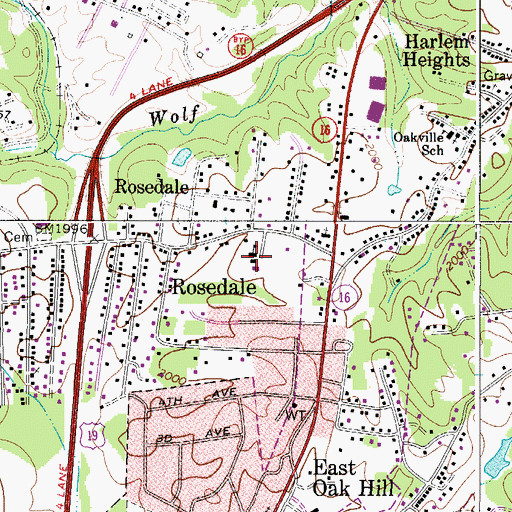 Topographic Map of Rosedale Elementary School, WV
