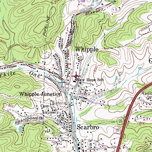 Topographic Map of Scarbro Elementary School (historical), WV