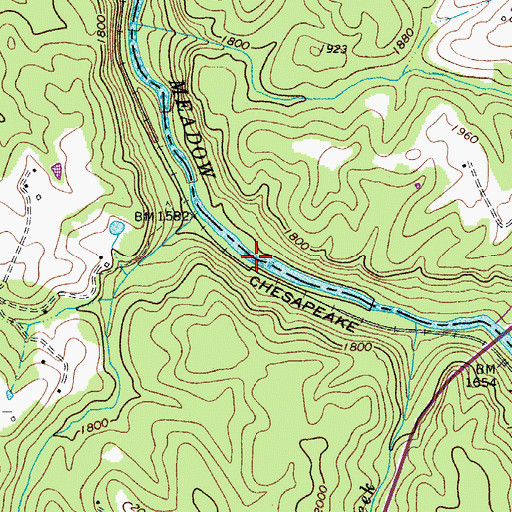 Topographic Map of Shawver Bridge (historical), WV