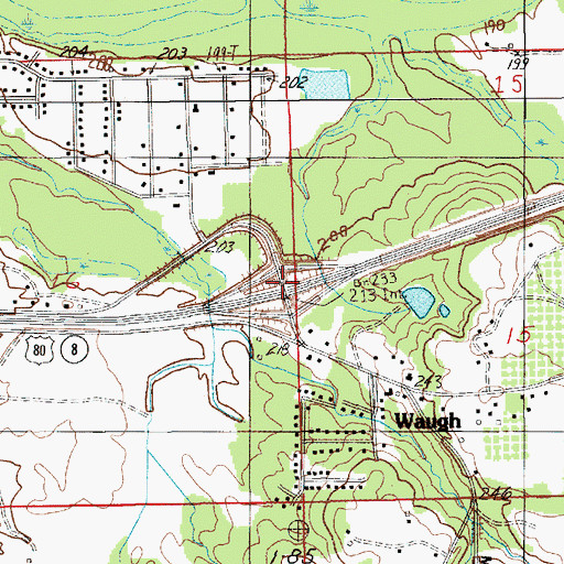 Topographic Map of Interchange 16, AL