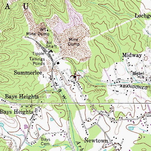 Topographic Map of Summerlee Gifted Center (historical), WV