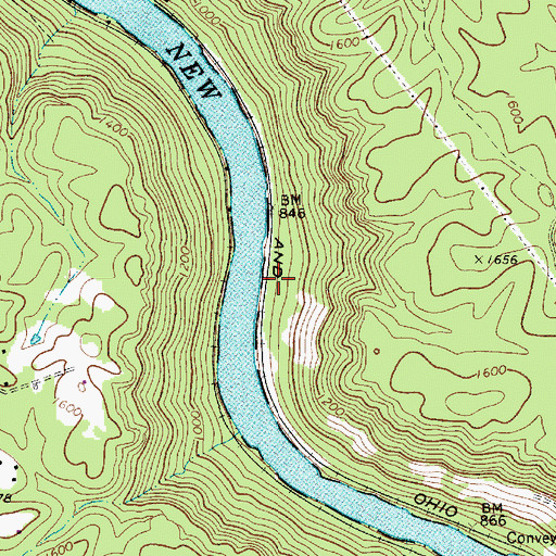 Topographic Map of Sunnyside (historical), WV