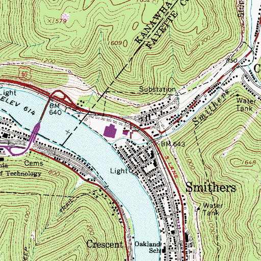 Topographic Map of Valley Elementary School, WV