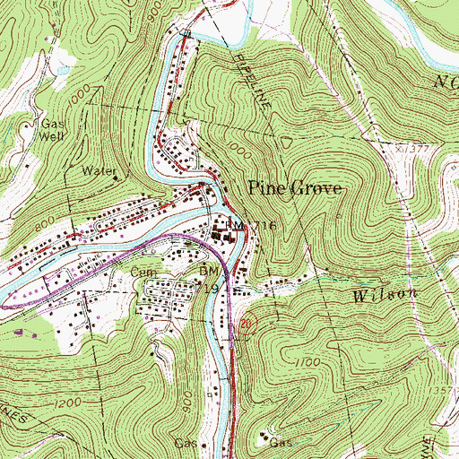 Topographic Map of Valley High School, WV