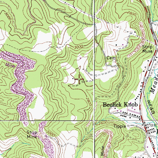 Topographic Map of Walnut Flat School (historical), WV