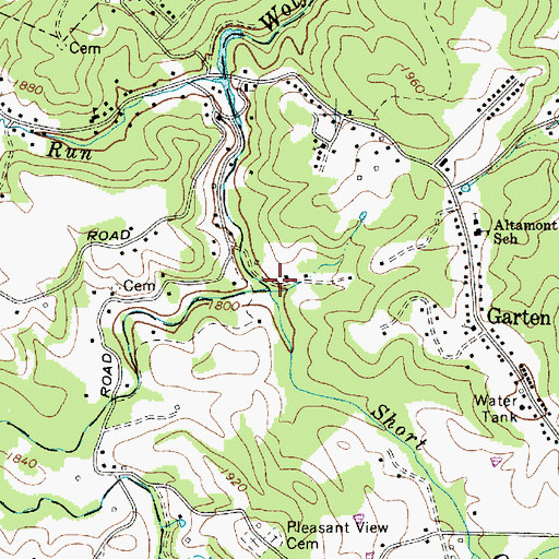 Topographic Map of Wolf Creek School (historical), WV