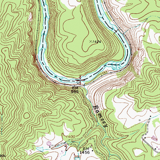 Topographic Map of Woods Ferry (historical), WV