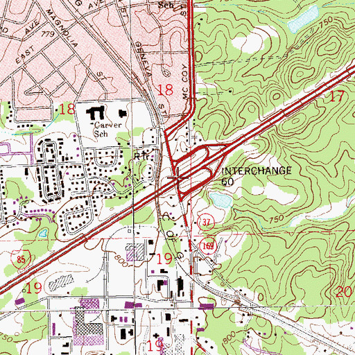 Topographic Map of Interchange 60, AL
