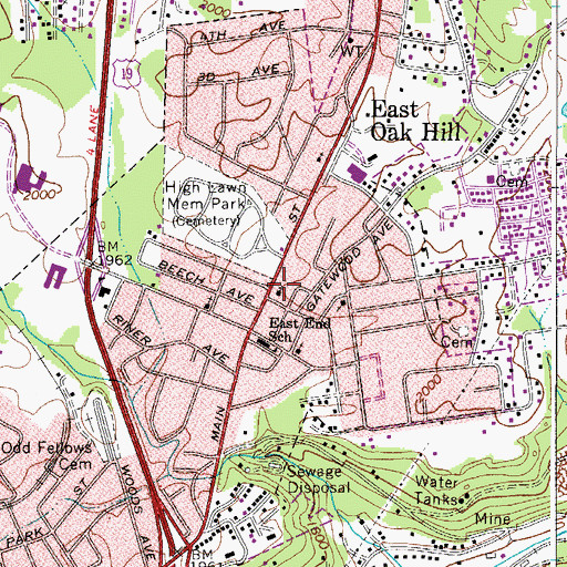 Topographic Map of Calvary Baptist Church, WV