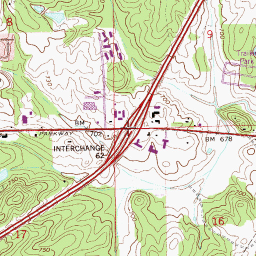 Topographic Map of Interchange 62, AL