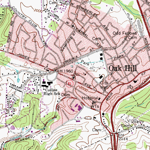 Topographic Map of Oak Hill Christian Church, WV