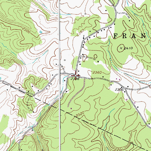 Topographic Map of Alum Springs (historical), WV