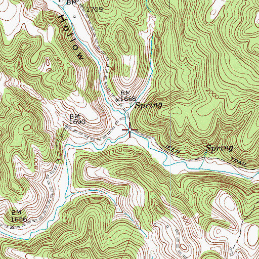 Topographic Map of Alum Run, WV