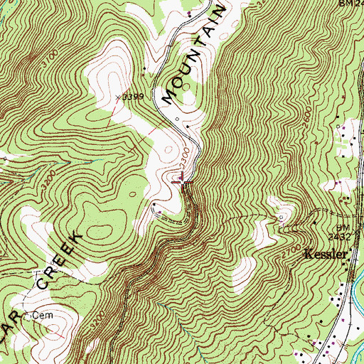 Topographic Map of Big Clear Creek School (historical), WV