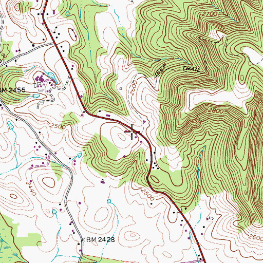 Topographic Map of Bivens School (historical), WV