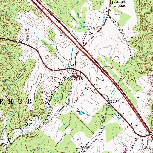 Topographic Map of Brushy Flat School (historical), WV