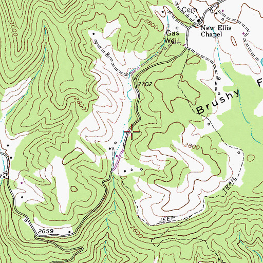 Topographic Map of Brushy Flat School (historical), WV