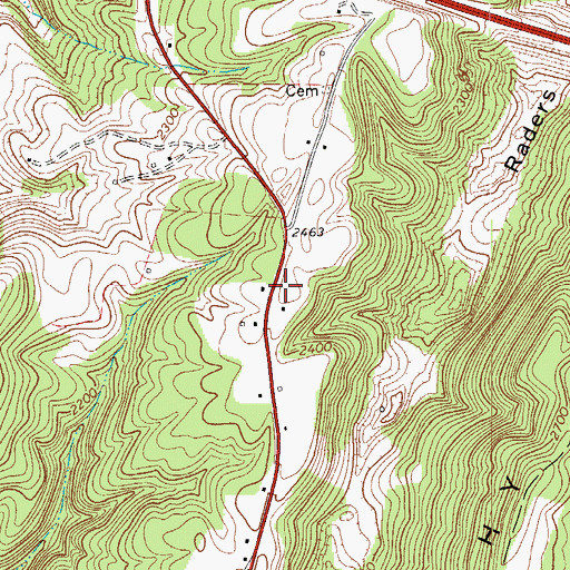 Topographic Map of Brushy Ridge School (historical), WV