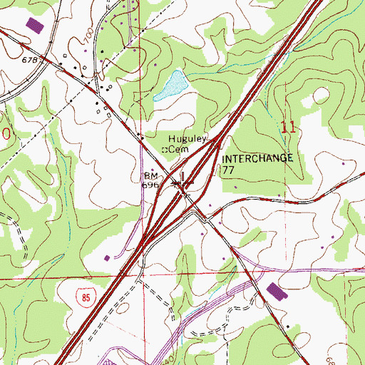 Topographic Map of Interchange 77, AL