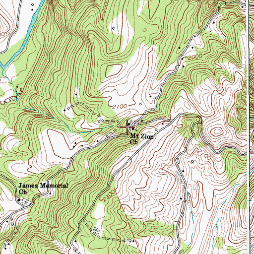 Topographic Map of Cherry Row School (historical), WV