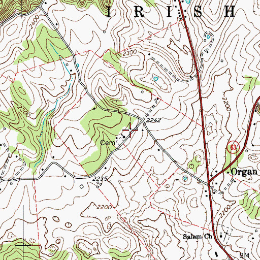 Topographic Map of Chestnut Grove School (historical), WV