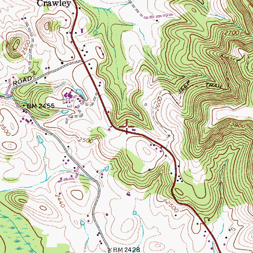 Topographic Map of Crawley School (historical), WV