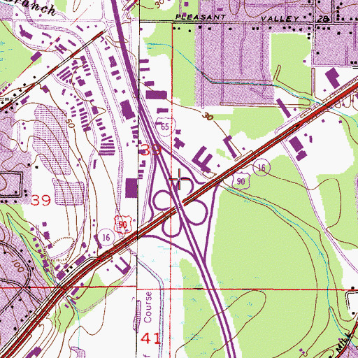 Topographic Map of Interchange 1, AL