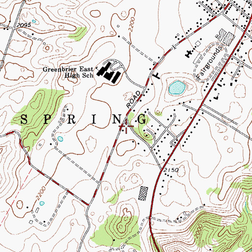 Topographic Map of Greenbrier Valley School (historical), WV