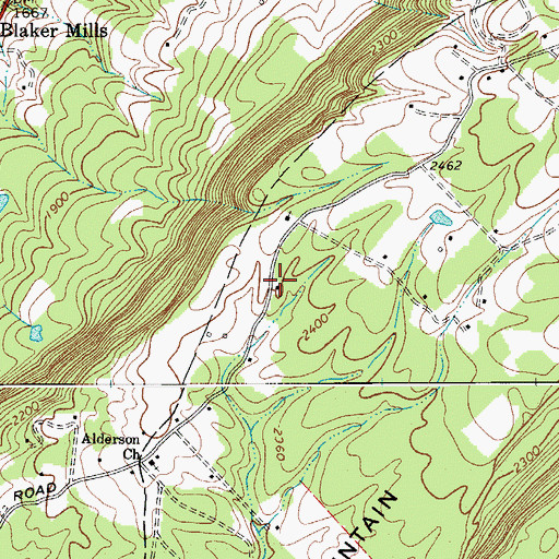Topographic Map of Hanger School (historical), WV