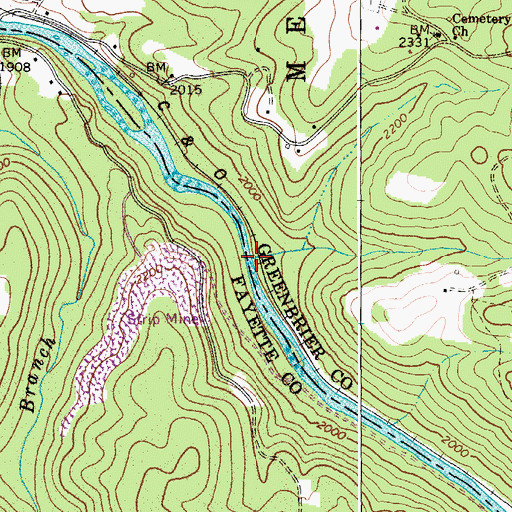 Topographic Map of Haynes Branch, WV
