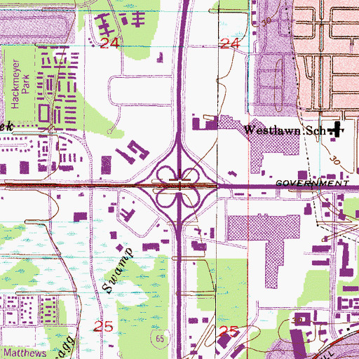 Topographic Map of Interchange 3, AL