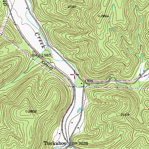 Topographic Map of Lower Tuckahoe School (historical), WV