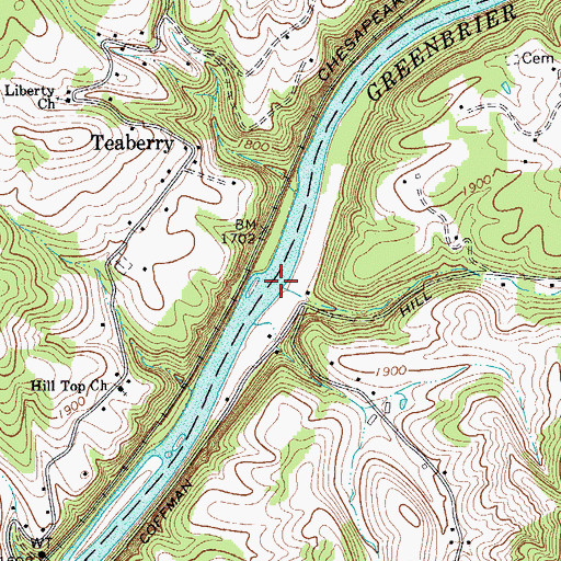 Topographic Map of Mathews Ford, WV