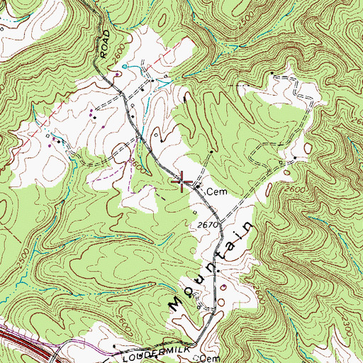 Topographic Map of Meadow Mountain School (historical), WV
