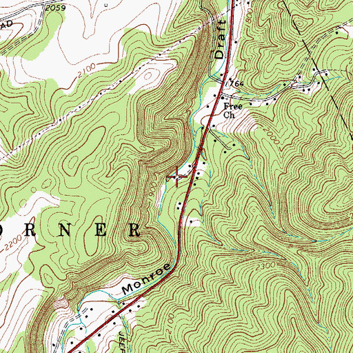 Topographic Map of Monroe Draft School (historical), WV