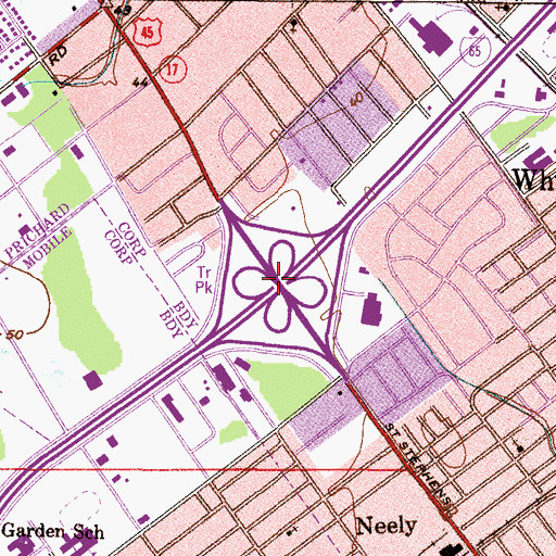 Topographic Map of Interchange 8, AL
