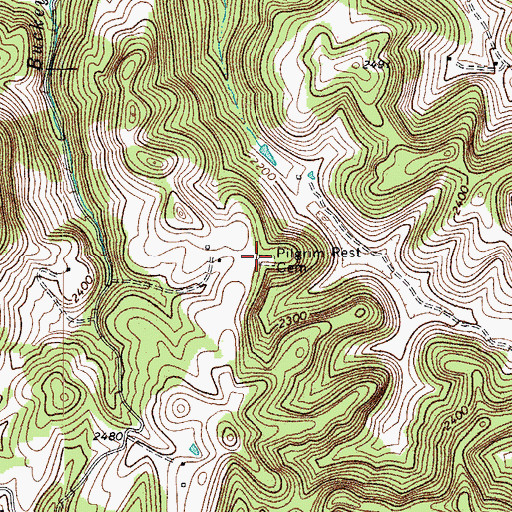 Topographic Map of Pilgrim Rest Church (historical), WV