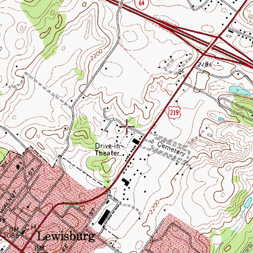 Topographic Map of Walnut Hills, WV