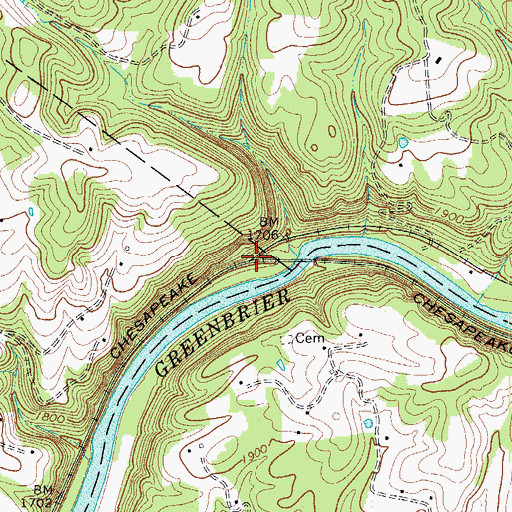 Topographic Map of Whitcomb (historical), WV