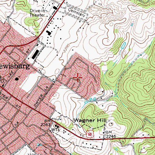 Topographic Map of Buckingham Acres, WV