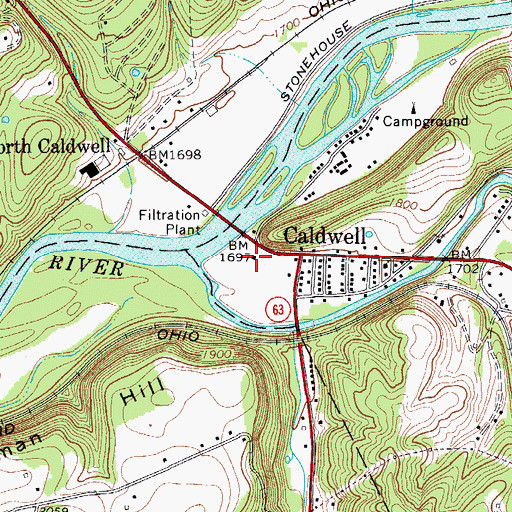 Topographic Map of Elmhurst, WV