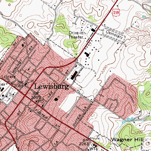 Topographic Map of Greenbrier Military Academy (historical), WV
