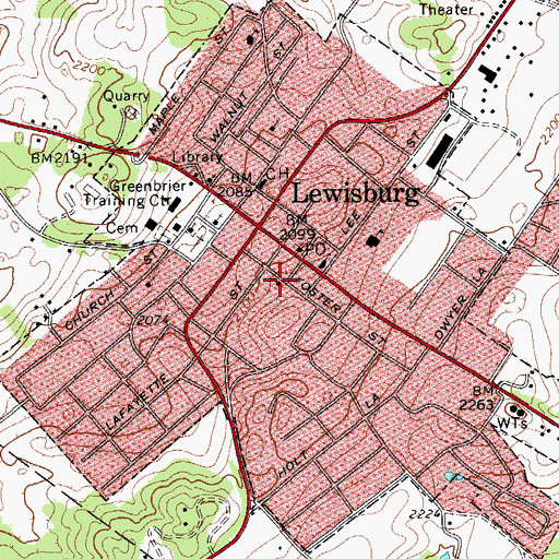 Topographic Map of John Weslty United Methodist Church, WV