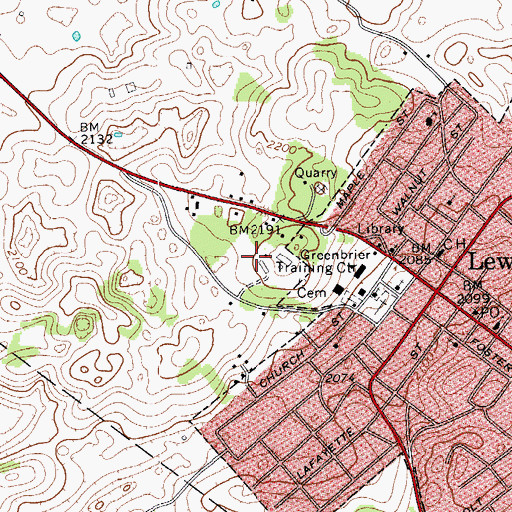 Topographic Map of Lewisburg Elementary School, WV