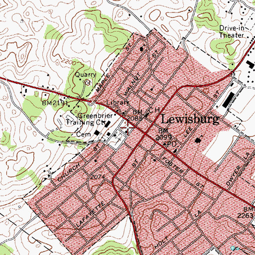 Topographic Map of Mount Tabor Baptist Church, WV