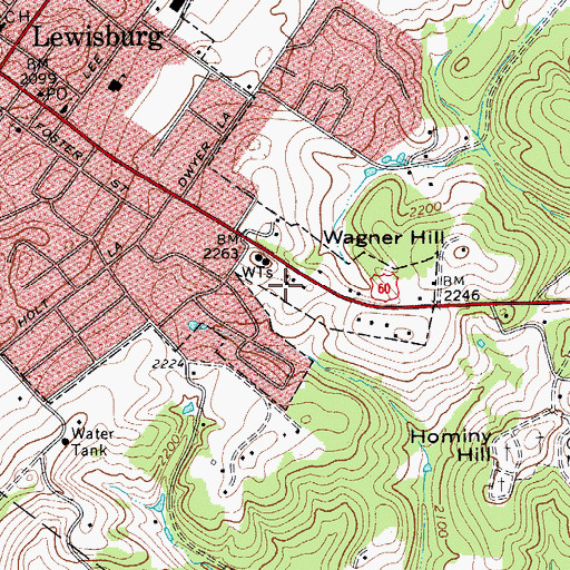 Topographic Map of Mountain View Estates, WV