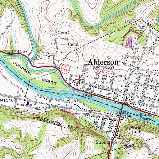 Topographic Map of Alderson Church of God, WV