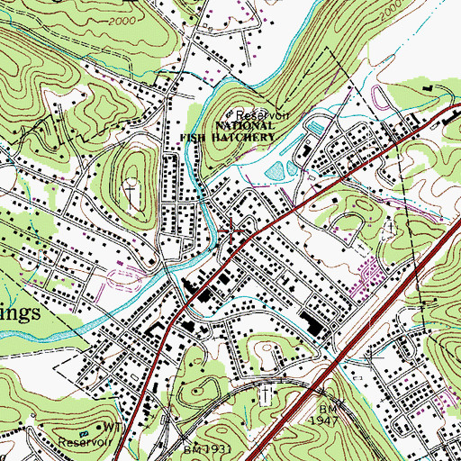 Topographic Map of First Church of God, WV